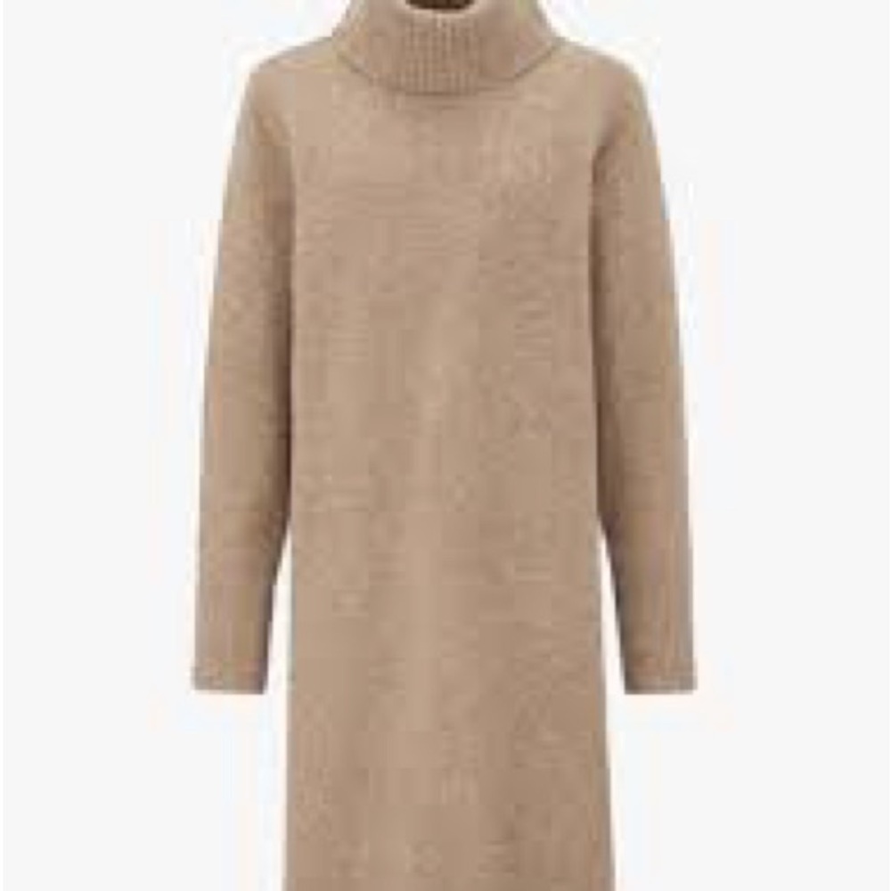 UNIQLO Women’s Turtleneck Sweater Dress Soft Heathered Oatmeal Beige | Size M - Picture 3 of 7